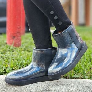 Womens Clear Black Color Ankle Comfort Boots